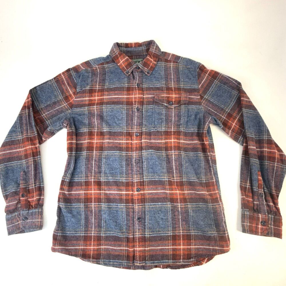 Woolrich Shirt Mens Large Red Blue Outdoors Button Up Lumberjack Cotton Flannel